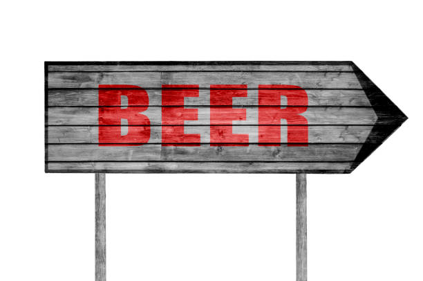 istock Red Beer wooden sign isolated on white 689987108