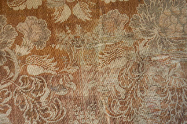 istock Aged light brown jeans cotton fabric 689991044