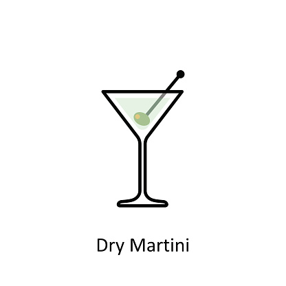 Dry Martini cocktail icon in flat style