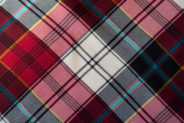 istock Close up of bright chequered viscose fabric 689993726