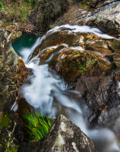 istock River with waterfall in the middle of the mountain 689994184