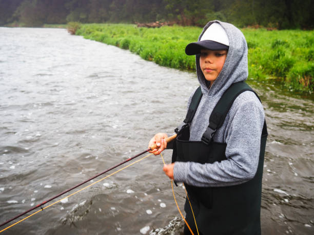 istock Boy fly-fishing on a river 689997446