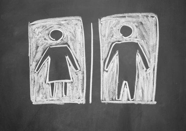 istock women and men sign drawn with chalk on blackboard 689997848