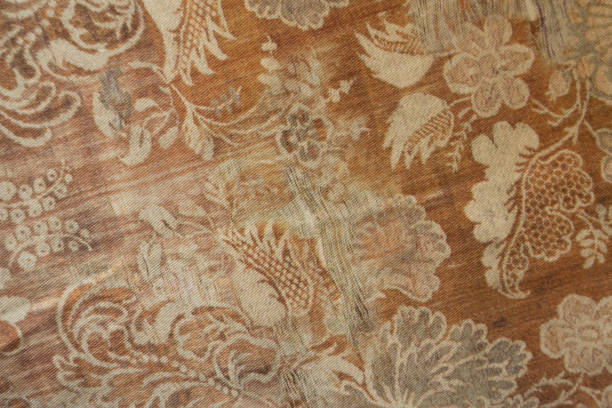 istock Reddish brown cotton fabric with floral print 690001402
