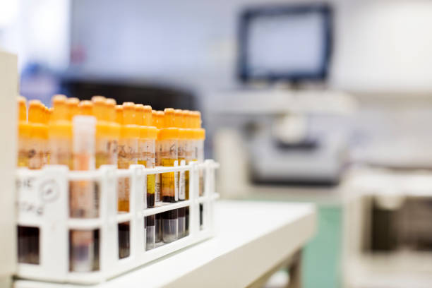 Close-up of samples in test tubes at laboratory
