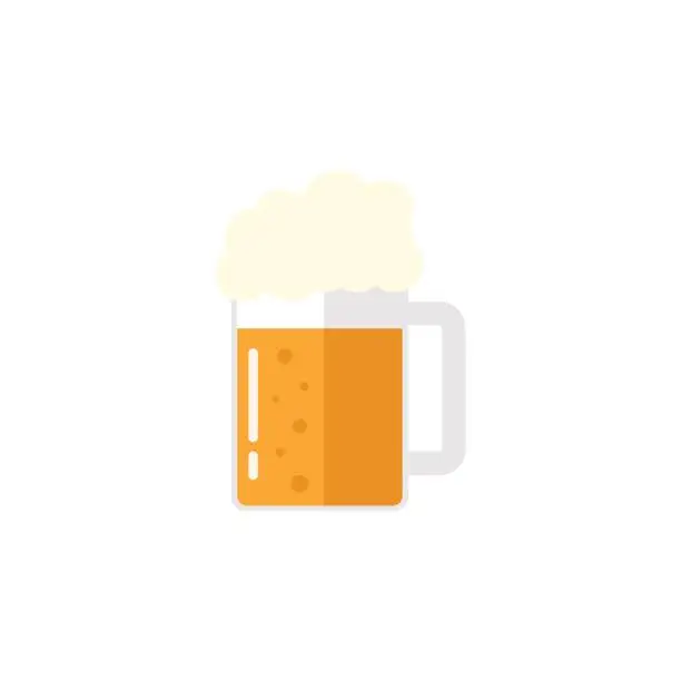 Vector illustration of Beer flat icon, food drink elements
