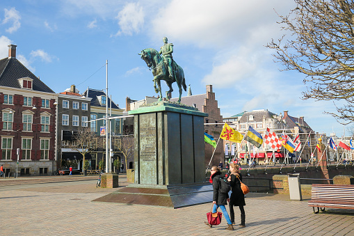 Equestrian Statue of King William II (1792-1849) of the Netherlands at Buitenhof in the Hague, the Netherlands.