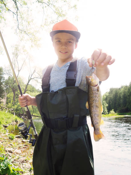 istock Boy fly-fishing on a river 690018070