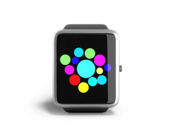 digital smart watch or clock with icons 3d render on whitedigital smart watch or clock with icons 3d render on white no shadowdigital smart watch or clock with icons 3d render on white