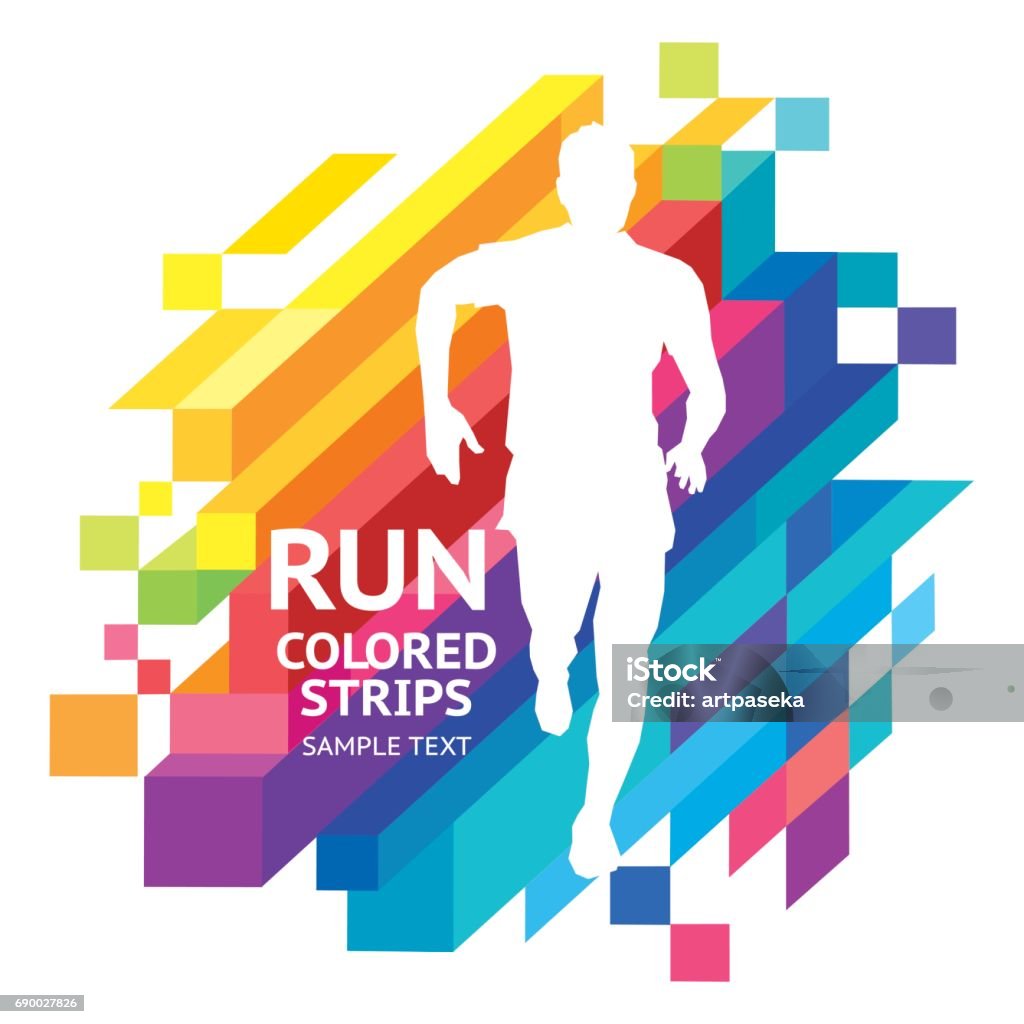 Background of a color strip Vector template colored emotions strips running man design, banner, web Running stock vector