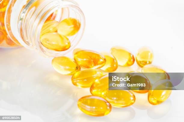 Omega 3 Capsules From Fish Oil Stock Photo - Download Image Now - Omega-3, Acid, Alternative Medicine