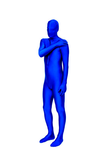 istock Mysterious blue man in blue suit 690028646