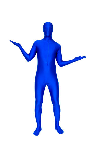 istock Mysterious blue man in costume 690029016