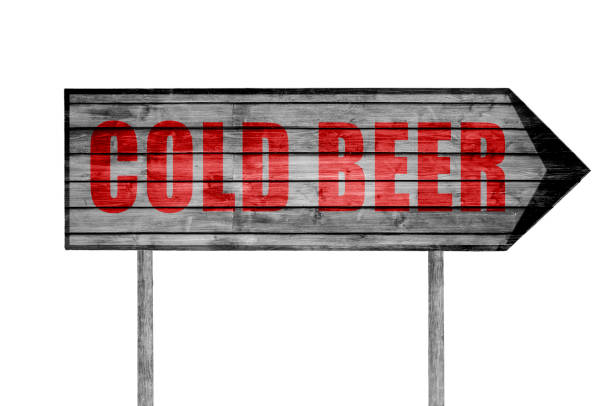 Red Cold Beer wooden sign isolated on white