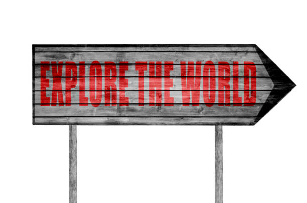istock Red Explore the World wooden sign 690039268