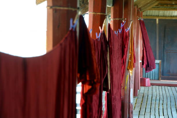 istock Monks clothes hang on a sunny day, Inle, Myanmar 690040158