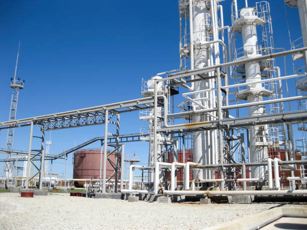 istock oil refinery. Equipment for primary oil refining 690047824