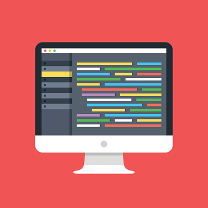 Code Editor On Computer Screen Desktop Pc With Code Editor Software Gui ...