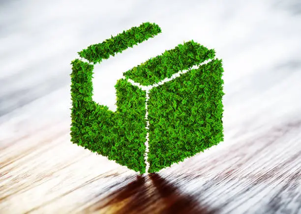 Photo of Green sustainable shipping concept. 3D illustration.