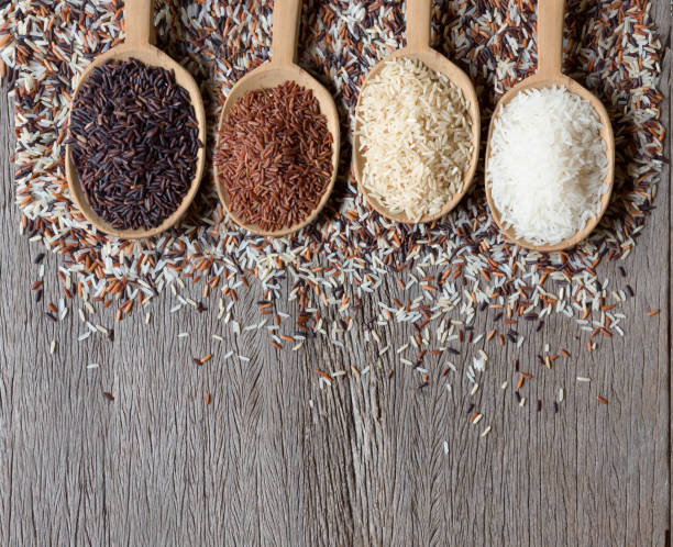 Jasmine rice, Brown rice, Red rice,Black rice, Mixed rice Jasmine rice, Brown rice, Red rice,Black rice, Mixed rice and Riceberry texture for backgroundJasmine rice, Brown rice, Red rice,Black rice, Mixed rice and Riceberry texture for background jasmine rice stock pictures, royalty-free photos & images