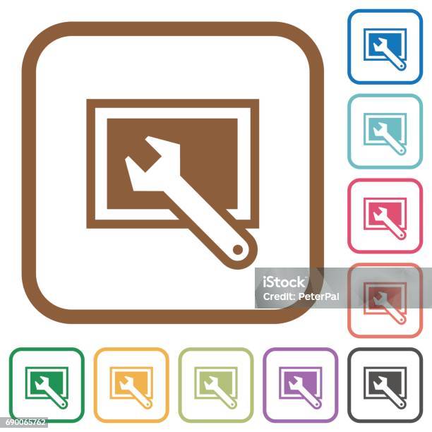 Screen Settings Simple Icons Stock Illustration - Download Image Now - Adjusting, Circle, Curve