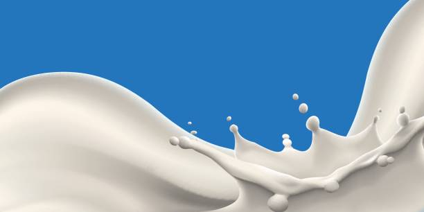 Natural whole milk splashing background high quality realistic vector illustration splash crown stock illustrations