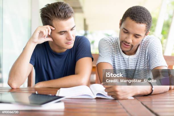 Photo libre de droit de Étudiants Concentrés Manuel De Lecture banque d'images et plus d'images libres de droit de Lire - Lire, Adolescent, Professeur à domicile