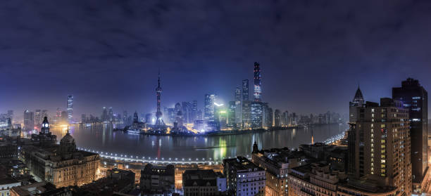 istock Panoramic view of Shanghai Cityscape at Night 690066976