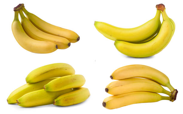 istock bunch of bananas on white background. Set or collection 690088328