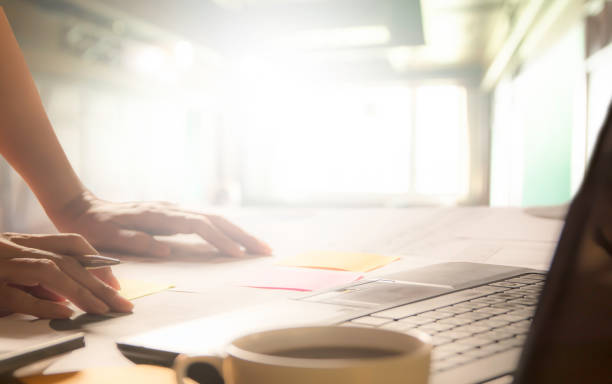 istock Businessman process. Businessman working the project and laptop on table 690099142