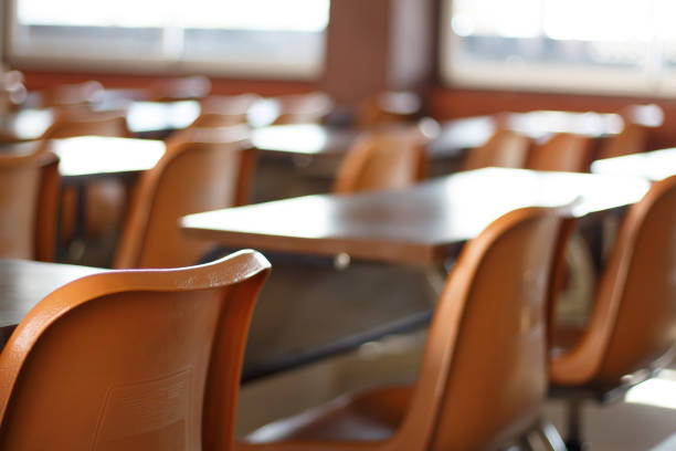 istock Lecture room with empty seats Business seminar education 690100554