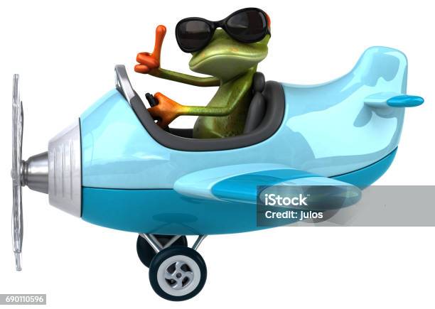 Fun Frog Stock Photo - Download Image Now - Frog, Airplane, Animal