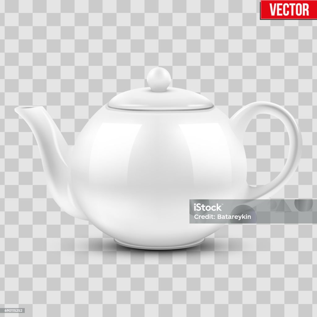 White ceramic teapot. White ceramic teapot. Vector illustration Isolated of transparent background. Teapot stock vector
