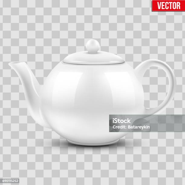 White Ceramic Teapot Stock Illustration - Download Image Now - Teapot, Pouring, Vector