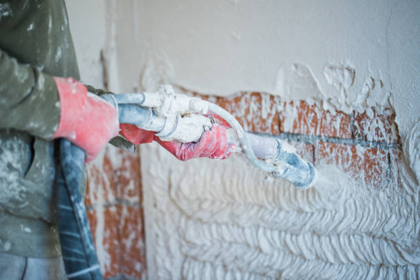 Plastering with a plastering pump Plastering with a plastering pump spray insulation stock pictures, royalty-free photos & images