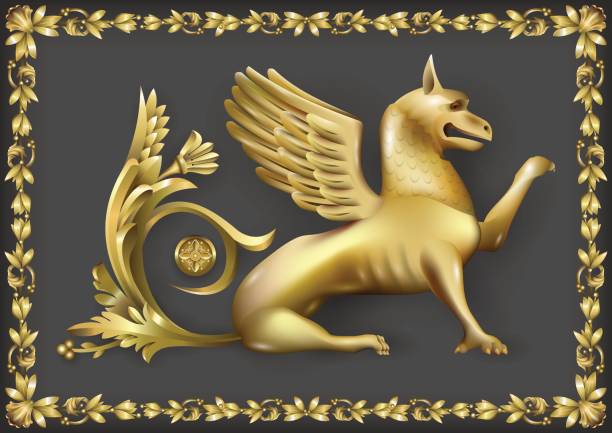 złoty gryphon - textured gold backgrounds architecture and buildings stock illustrations