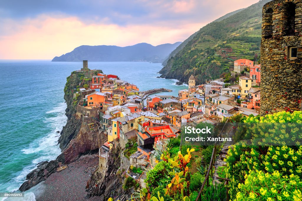 Vernazza in Cinque Terre, Liguria, Italy Vernazza in Cinque Terre, Liguria, Italy, on sunset Cinque Terre Stock Photo