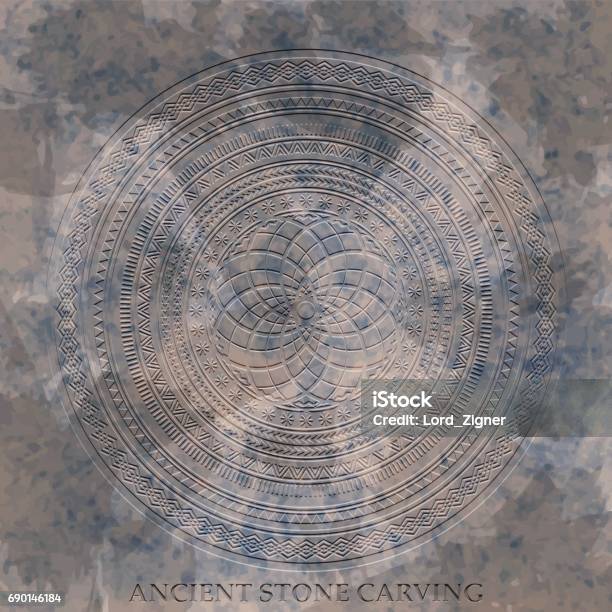 Ancient Stonework Pattern Ancient Stone Carving Geometric Pattern Ornament Stock Illustration ...