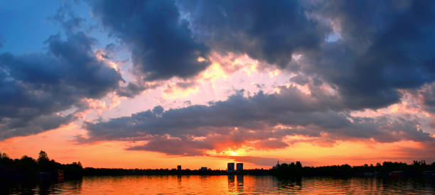 istock Beautiful Sunset Lake - Herastrau Romania 690160900