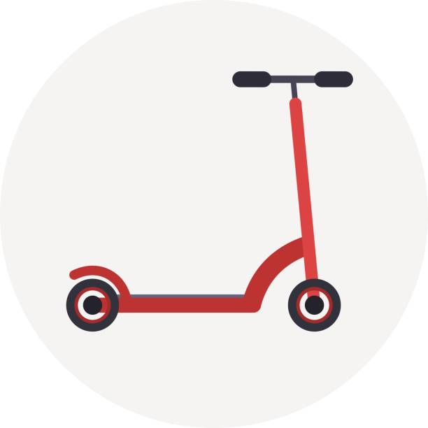 flache rote kick scooter-symbol - scoot stock-grafiken, -clipart, -cartoons und -symbole