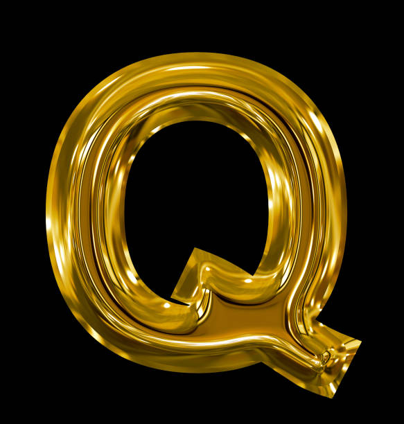 istock letter Q rounded shiny golden isolated on black 690169306
