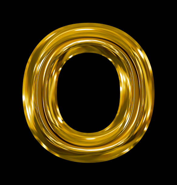 istock letter O rounded shiny golden isolated on black 690169396
