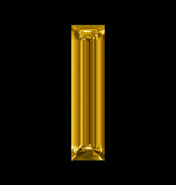 istock letter I rounded shiny golden isolated on black 690169712