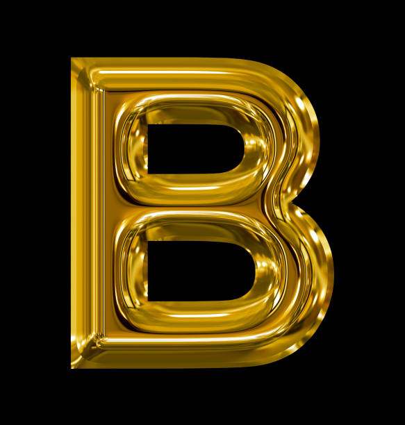 istock letter B rounded shiny golden isolated on black 690170090
