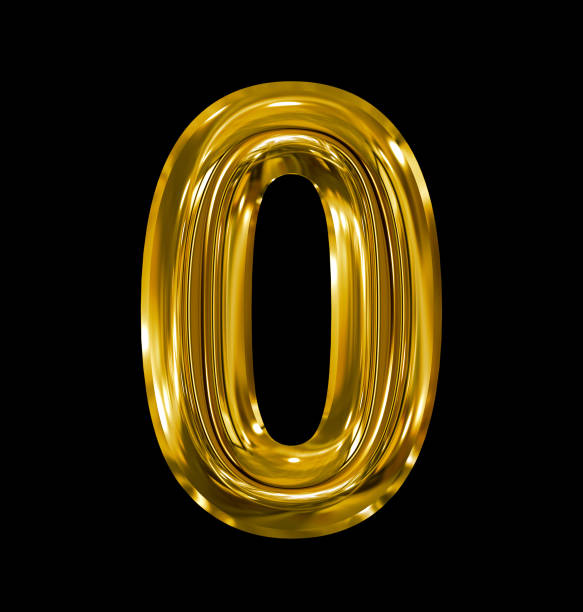 istock number 0 rounded shiny golden isolated on black 690173034