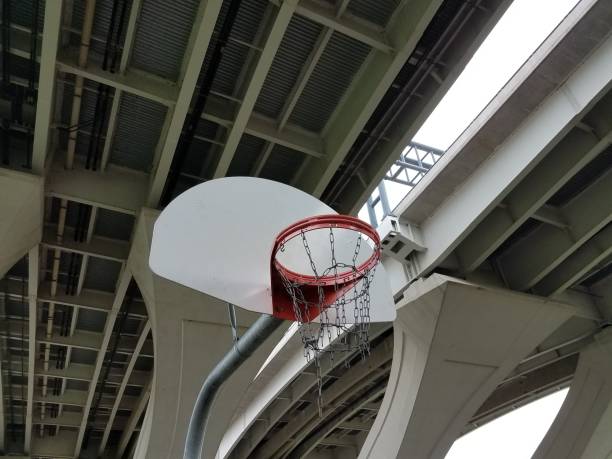 istock chain net on basketball hoop under a bridge 690176850