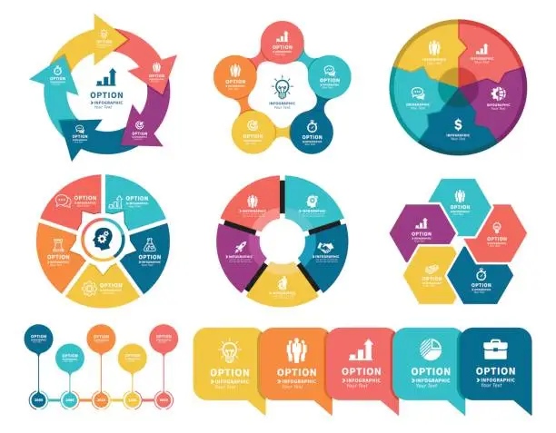 Vector illustration of Business diagrams with 5 steps.