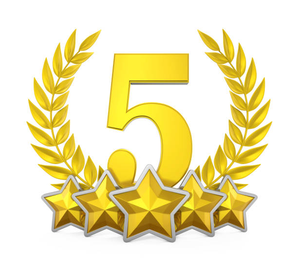 istock Five Golden Stars Badge Isolated 690178482