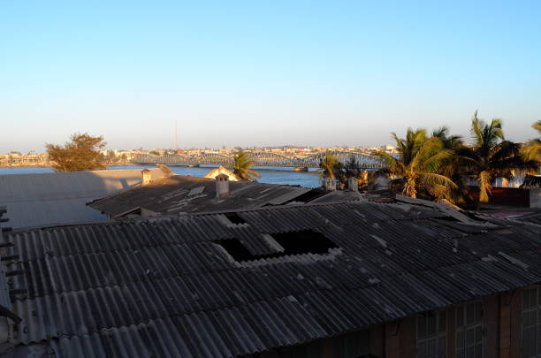 Saint-Louis, Senegal, April 26, 2017. The bridge Faidherbe in Saint Louis seen from the roofs.