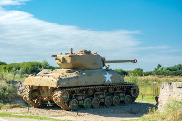 muzeum utah beach d-day (m4 sherman) - tank normandy world war ii utah beach zdjęcia i obrazy z banku zdjęć